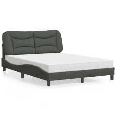 vidaXL Bett mit Matratze Dunkelgrau 140x200 cm Stoff
