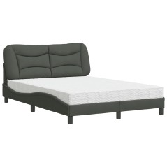 vidaXL Bett mit Matratze Dunkelgrau 140x200 cm Stoff