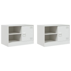 vidaXL TV-Schränke 2 Stk. Weiß 67x39x44 cm Stahl