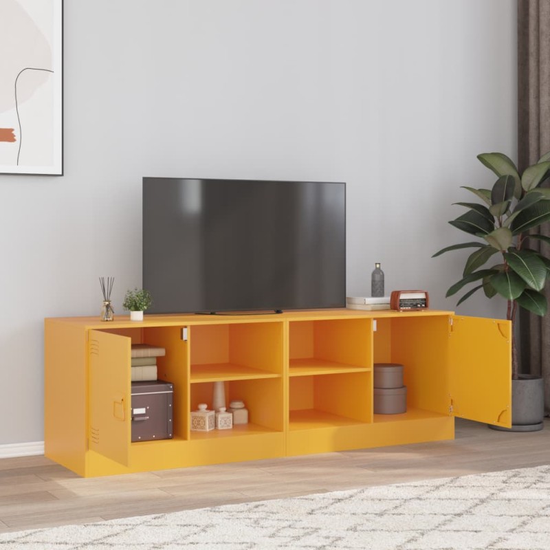 vidaXL TV-Schränke 2 Stk. Senfgelb 67x39x44 cm Stahl vidaXL TV-Schränke 2 Stk. Senfgelb 67x39x44 cm Stahl