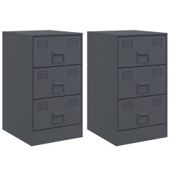 vidaXL Nachttische 2 Stk. Anthrazit 34,5x39x62 cm Stahl