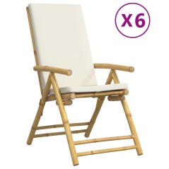 vidaXL Gartenstühle 6 Stk. Verstellbar Klappbar mit Kissen Bambus