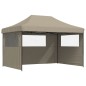 vidaXL Partyzelt Faltbar Pop-Up mit 3 Seitenteilen Taupe vidaXL Partyzelt Faltbar Pop-Up mit 3 Seitenteilen Taupe