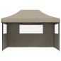 vidaXL Partyzelt Faltbar Pop-Up mit 3 Seitenteilen Taupe vidaXL Partyzelt Faltbar Pop-Up mit 3 Seitenteilen Taupe