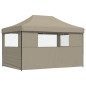 vidaXL Partyzelt Faltbar Pop-Up mit 3 Seitenteilen Taupe vidaXL Partyzelt Faltbar Pop-Up mit 3 Seitenteilen Taupe