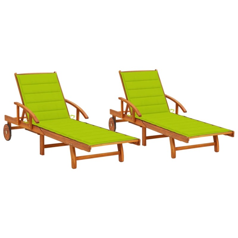 Sonnenliegen 2 Stk. mit Auflagen Massivholz Akazie Sonnenliegen 2 Stk. mit Auflagen Massivholz Akazie