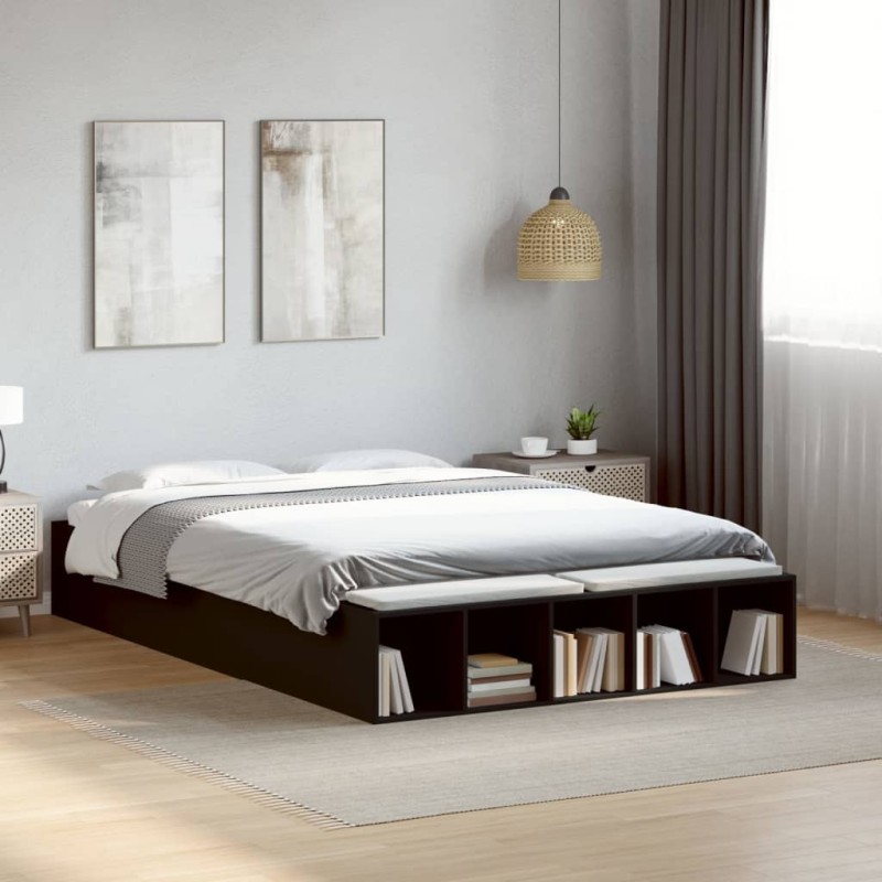 vidaXL Bettgestell Schwarz 140x190 cm Holzwerkstoff vidaXL Bettgestell Schwarz 140x190 cm Holzwerkstoff