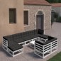 vidaXL 10-tlg. Garten-Lounge-Set mit Kissen Weiß Massivholz Kiefer vidaXL 10-tlg. Garten-Lounge-Set mit Kissen Weiß Massivholz Kiefer