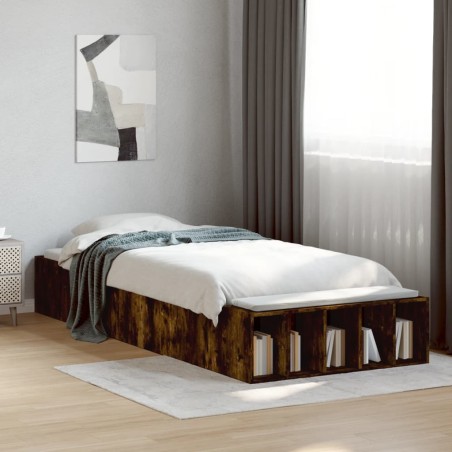 vidaXL Bettgestell Räuchereiche 75x190 cm Holzwerkstoff