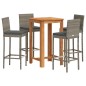 vidaXL 5-tlg. Gartenbar-Set Grau Massivholz Akazie und Poly Rattan vidaXL 5-tlg. Gartenbar-Set Grau Massivholz Akazie und Poly Rattan
