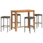 vidaXL 5-tlg. Gartenbar-Set Grau Massivholz Akazie und Poly Rattan vidaXL 5-tlg. Gartenbar-Set Grau Massivholz Akazie und Poly Rattan