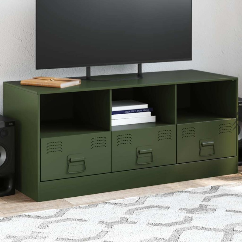 vidaXL TV-Schrank Olivgrün 99x39x44 cm Stahl vidaXL TV-Schrank Olivgrün 99x39x44 cm Stahl