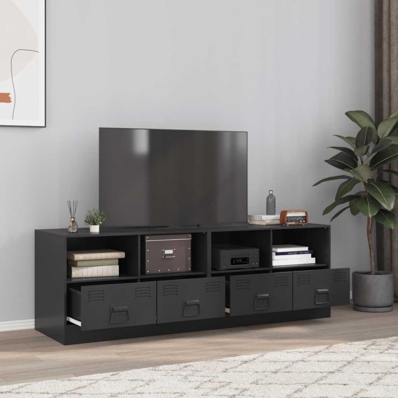 vidaXL TV-Schränke 2 Stk. Schwarz 67x39x44 cm Stahl vidaXL TV-Schränke 2 Stk. Schwarz 67x39x44 cm Stahl