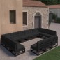 vidaXL 13-tlg. Garten-Lounge-Set mit Kissen Schwarz Massivholz Kiefer vidaXL 13-tlg. Garten-Lounge-Set mit Kissen Schwarz Massivholz Kiefer