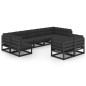 9-tlg. Garten-Lounge-Set mit Kissen Schwarz Massivholz Kiefer 9-tlg. Garten-Lounge-Set mit Kissen Schwarz Massivholz Kiefer