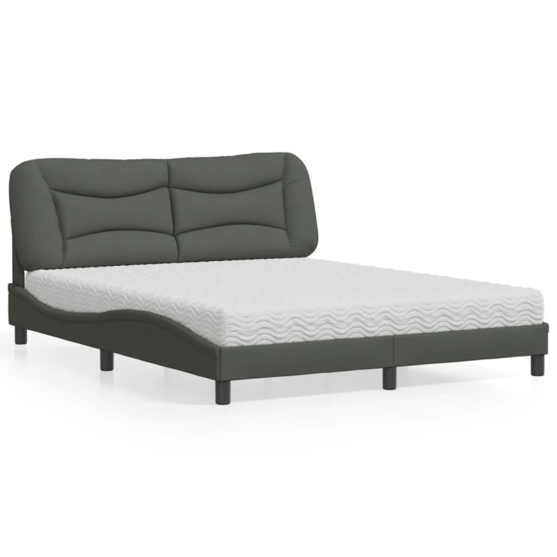 vidaXL Bett mit Matratze Dunkelgrau 160x200 cm Stoff vidaXL Bett mit Matratze Dunkelgrau 160x200 cm Stoff