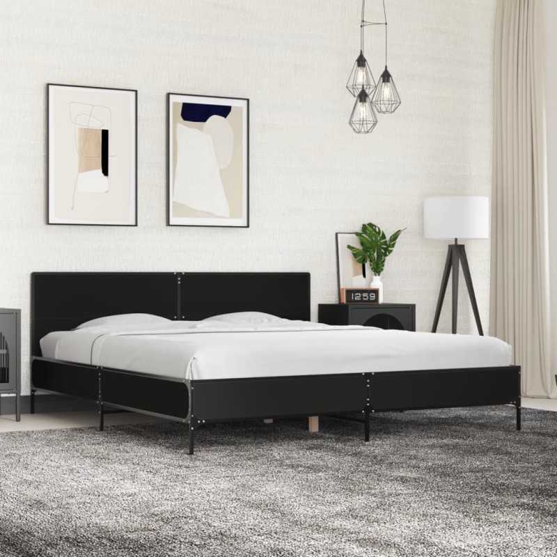 vidaXL Bettgestell Schwarz 180x200 cm Holzwerkstoff und Metall vidaXL Bettgestell Schwarz 180x200 cm Holzwerkstoff und Metall
