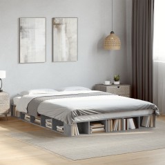 vidaXL Bettgestell Betongrau 150x200 cm Holzwerkstoff