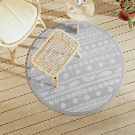 vidaXL Outdoor-Teppich Grau Ø120 cm PP