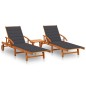 Sonnenliegen 2 Stk. mit Tisch und Auflagen Massivholz Akazie Sonnenliegen 2 Stk. mit Tisch und Auflagen Massivholz Akazie