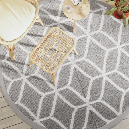 vidaXL Outdoor-Teppich Grau Ø200 cm PP