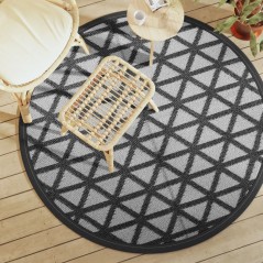 vidaXL Outdoor-Teppich Schwarz Ø160 cm PP