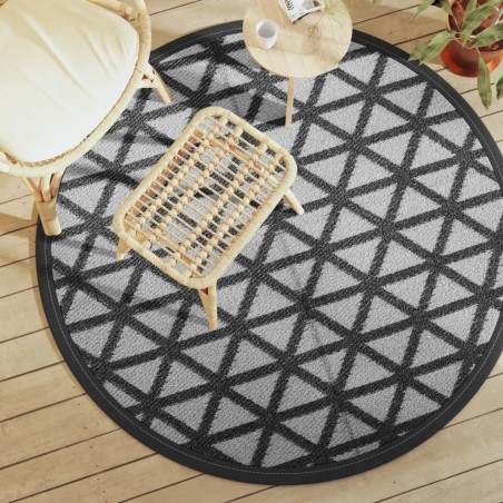vidaXL Outdoor-Teppich Schwarz Ø160 cm PP