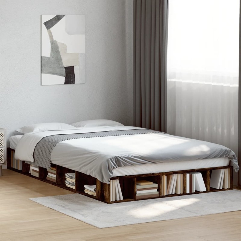 vidaXL Bettgestell Räuchereiche 120x200 cm Holzwerkstoff vidaXL Bettgestell Räuchereiche 120x200 cm Holzwerkstoff