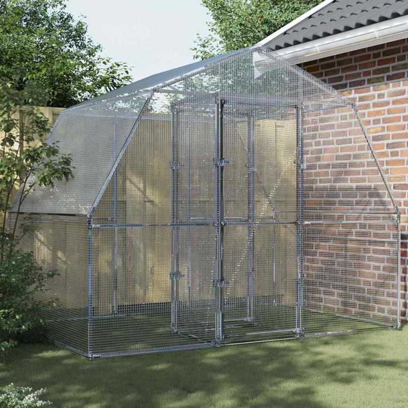 vidaXL Voliere mit Tür Silbern Verzinkter Stahl vidaXL Voliere mit Tür Silbern Verzinkter Stahl