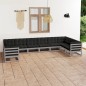 10-tlg. Garten-Lounge-Set mit Kissen Grau Kiefer Massivholz 10-tlg. Garten-Lounge-Set mit Kissen Grau Kiefer Massivholz