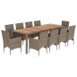 vidaXL 11-tlg. Garten-Essgruppe mit Kissen Grau Poly Rattan Akazie vidaXL 11-tlg. Garten-Essgruppe mit Kissen Grau Poly Rattan Akazie