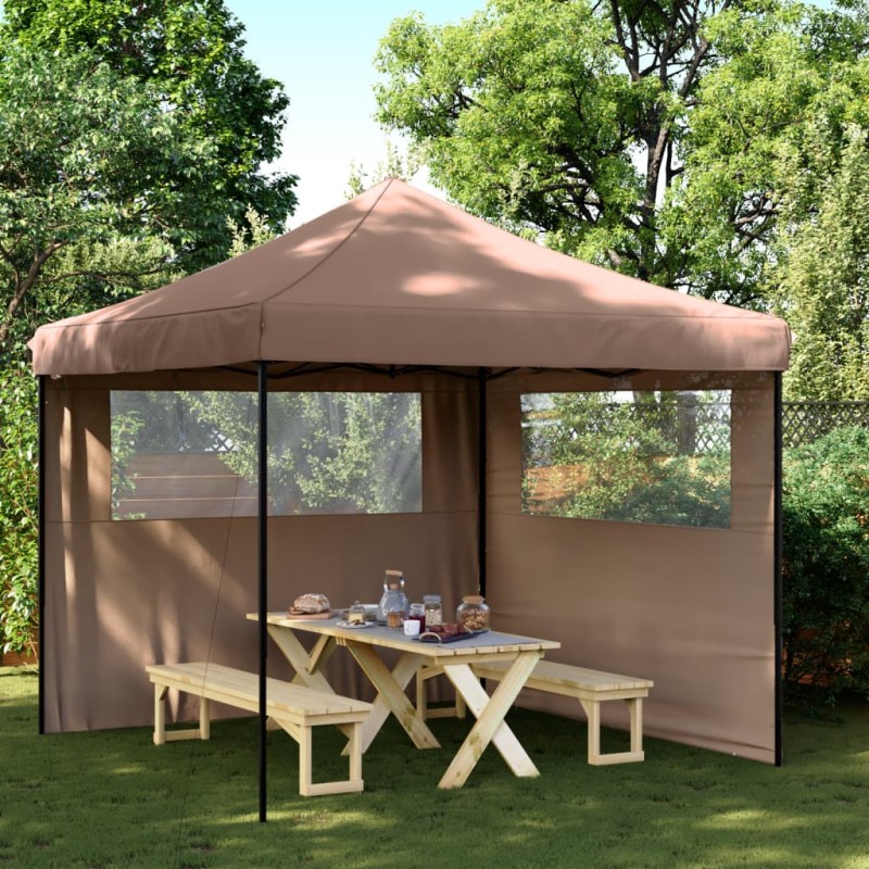 vidaXL Partyzelt Faltbar Pop-Up mit 2 Seitenteilen Braun vidaXL Partyzelt Faltbar Pop-Up mit 2 Seitenteilen Braun