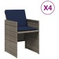 vidaXL Gartenstühle mit Kissen 4 Stk. Grau Poly Rattan vidaXL Gartenstühle mit Kissen 4 Stk. Grau Poly Rattan