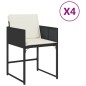 vidaXL Gartenstühle mit Kissen 4 Stk. Schwarz Poly Rattan vidaXL Gartenstühle mit Kissen 4 Stk. Schwarz Poly Rattan