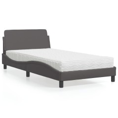 vidaXL Bett mit Matratze Grau 100x200 cm Kunstleder