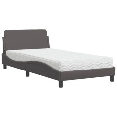 vidaXL Bett mit Matratze Grau 100x200 cm Kunstleder