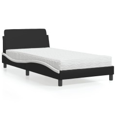 vidaXL Bett mit Matratze Schwarz und Weiß 100x200 cm Kunstleder