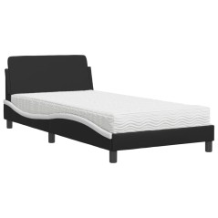 vidaXL Bett mit Matratze Schwarz und Weiß 100x200 cm Kunstleder