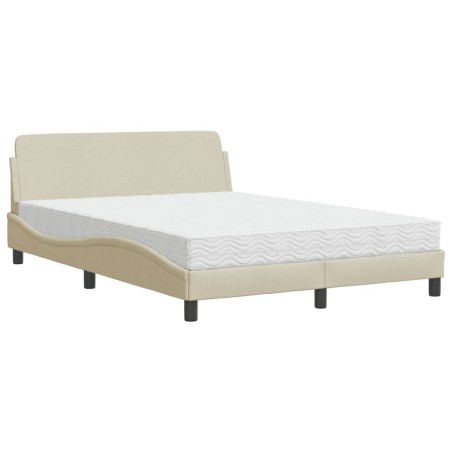 vidaXL Bett mit Matratze Creme 120x200 cm Stoff