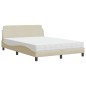 vidaXL Bett mit Matratze Creme 120x200 cm Stoff vidaXL Bett mit Matratze Creme 120x200 cm Stoff