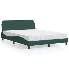 vidaXL Bett mit Matratze Dunkelgrün 120x200 cm Samt