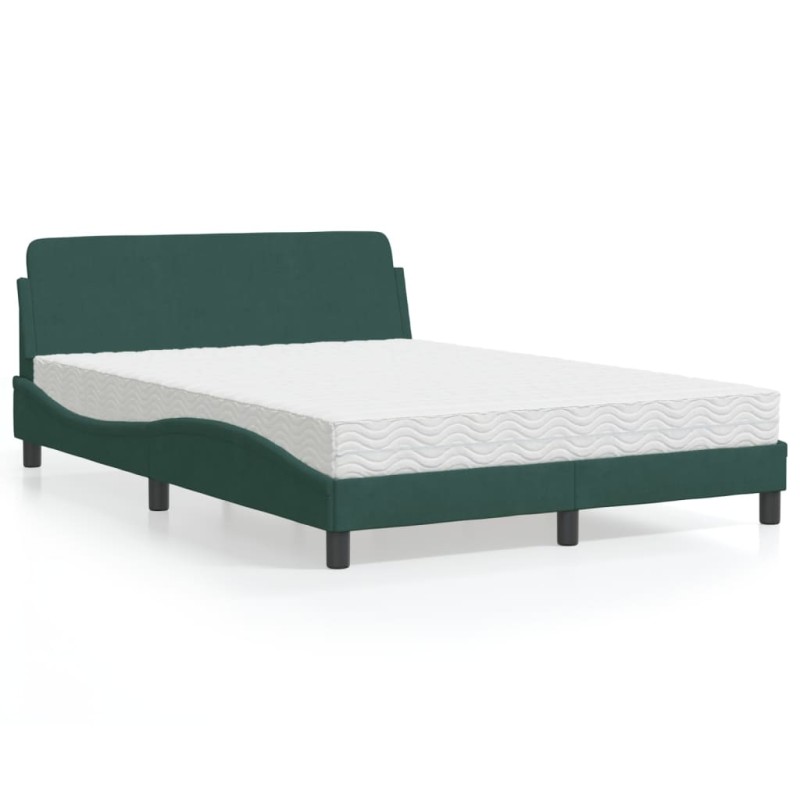 vidaXL Bett mit Matratze Dunkelgrün 120x200 cm Samt vidaXL Bett mit Matratze Dunkelgrün 120x200 cm Samt