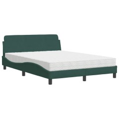 vidaXL Bett mit Matratze Dunkelgrün 120x200 cm Samt