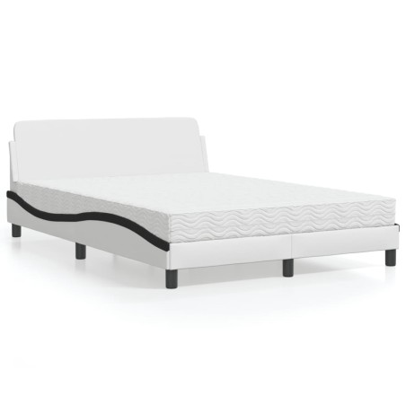 vidaXL Bett mit Matratze Weiß und Schwarz 120x200 cm Kunstleder
