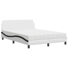 vidaXL Bett mit Matratze Weiß und Schwarz 120x200 cm Kunstleder