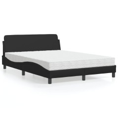 vidaXL Bett mit Matratze Schwarz 140x190 cm Kunstleder