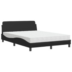 vidaXL Bett mit Matratze Schwarz 140x190 cm Kunstleder