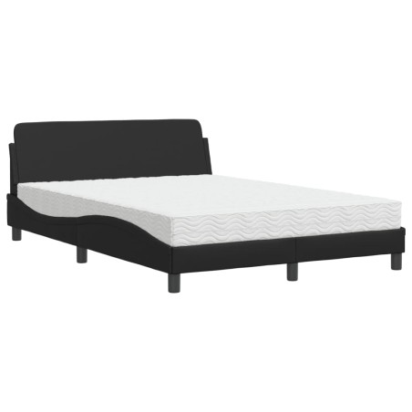 vidaXL Bett mit Matratze Schwarz 140x190 cm Kunstleder