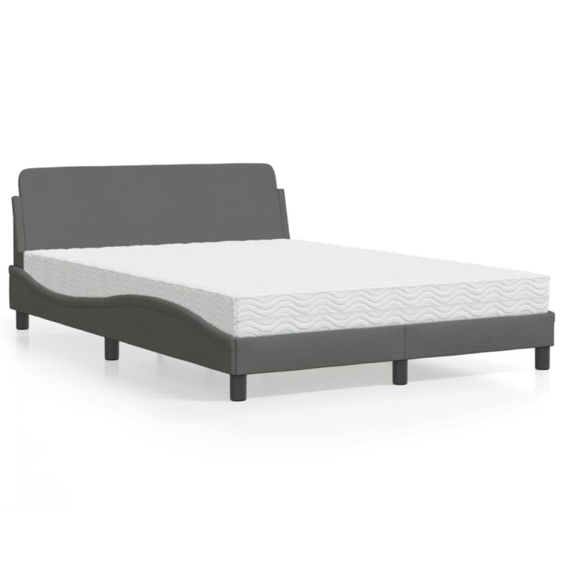 vidaXL Bett mit Matratze Dunkelgrau 140x200 cm Stoff vidaXL Bett mit Matratze Dunkelgrau 140x200 cm Stoff