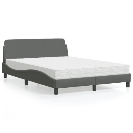 vidaXL Bett mit Matratze Dunkelgrau 140x200 cm Stoff